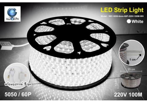 ไฟท่อเหลี่ยม IWC-5050-6mm-60P-220V-100M-WH